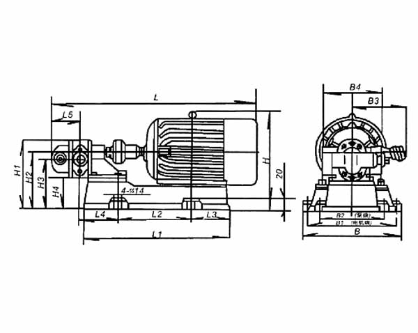 齿轮油泵安装尺寸图及曲线